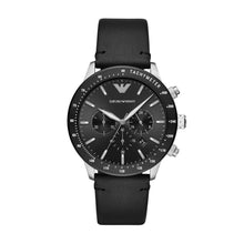 Carica l&#39;immagine nel visualizzatore di Gallery, EMPORIO ARMANI AR11243 Mario Orologio Cronografo Uomo in Pelle Nero
