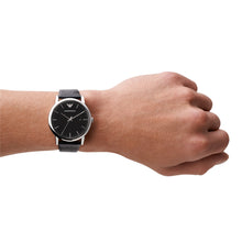 Carica l&#39;immagine nel visualizzatore di Gallery, EMPORIO ARMANI AR2500 Luigi Orologio Uomo in Pelle Nero e Quadrante Nero
