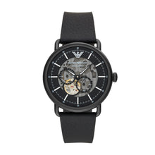 Carica l&#39;immagine nel visualizzatore di Gallery, EMPORIO ARMANI AR60028 AVIATOR Orologio Meccanico Multifunzione Uomo in Pelle Nero
