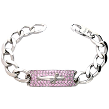 Carica l&#39;immagine nel visualizzatore di Gallery, JPBR0307B CESARE PACIOTTI Jewels Bracciale con Targa e Pavè di Pietre Rosa in Argento 925
