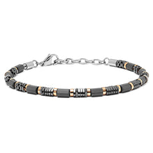 Carica l&#39;immagine nel visualizzatore di Gallery, COMETE Uomo Acciaio UBR 968 Bracciale a filo Multicolor con perline di Ematite - District
